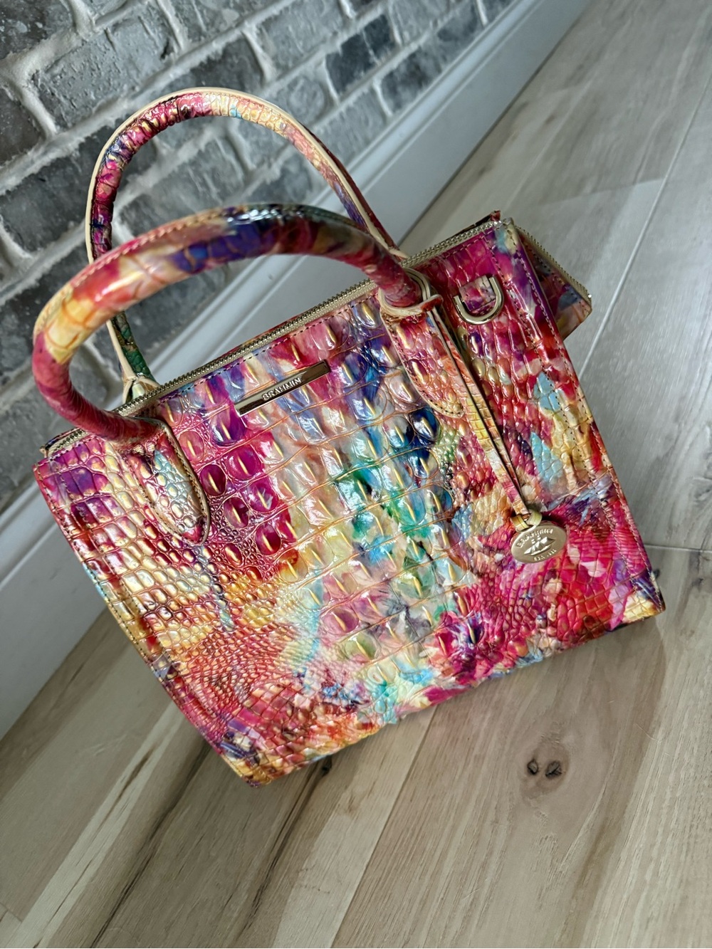 Brahmin Bright Multicolor Croc-Embossed Tote - Brahmin